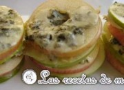 Milhojas de manzana, Roquefort y bacalao ahumado