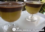 Copas de compota de manzana, cremoso de azafrán y chocolate