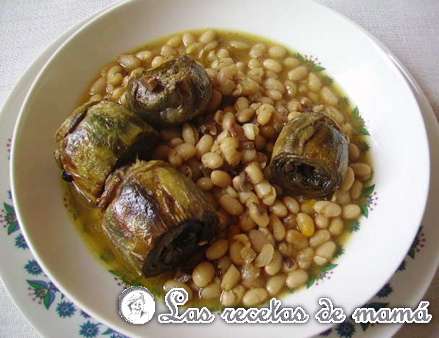 Potajito de alubias con alcachofas