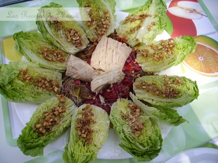 Cogollos al Ajillo con Pimientos