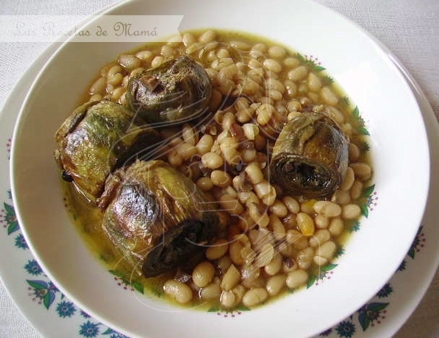 Potajito de alubias con alcachofas