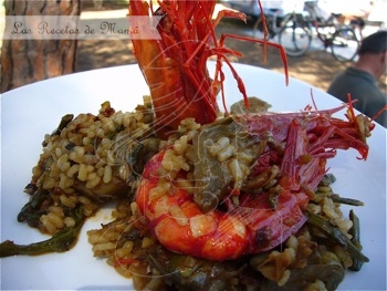 Arroz de camping – arroz con verduras y carabineros