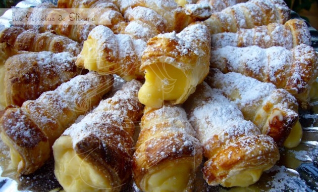 Canutillos de hojaldre rellenos crema