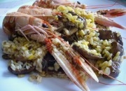 arroz con setas y cigalas