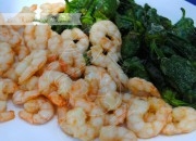 Fritada de gambas con pimientos