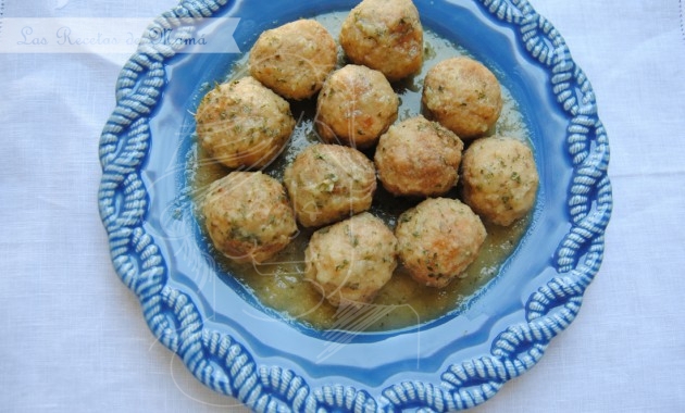 Albóndigas de urta y gambas a la importancia