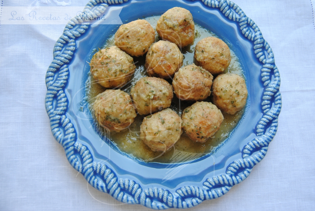 Albóndigas de urta y gambas a la importancia