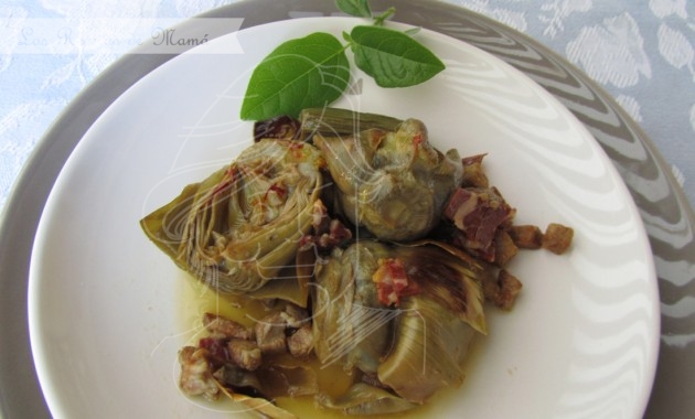 Alcachofas a la montillana con secreto ibérico y jamón