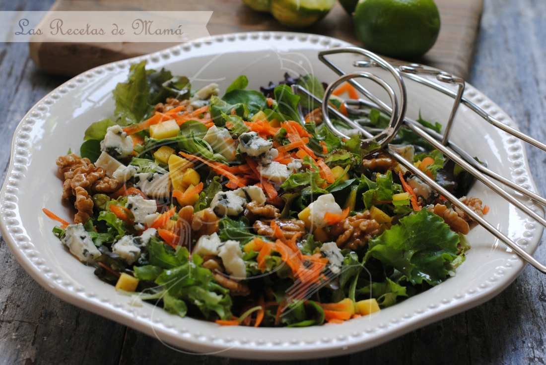 Ensalada especial con vinagreta de mango y nueces