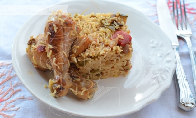 Arroz basmati con pollo y verduras
