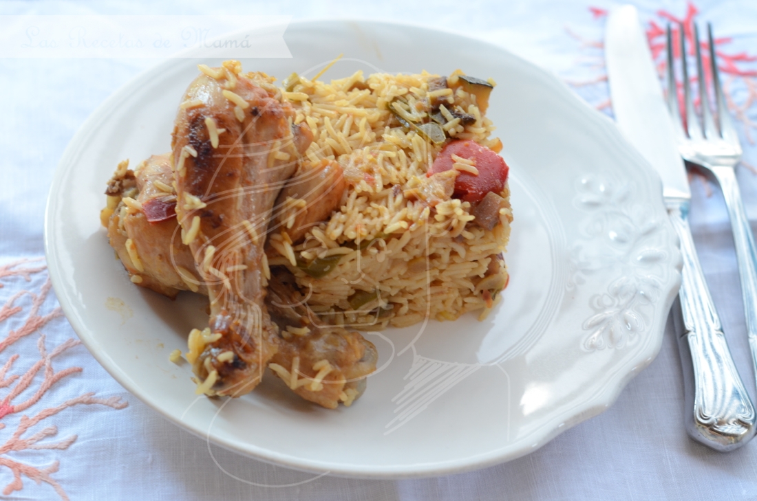 Arroz basmati con pollo y verduras