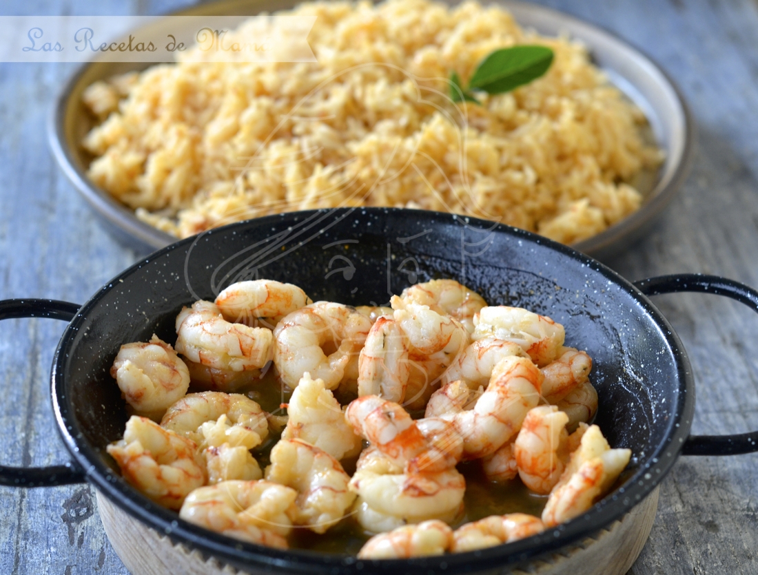 Arroz Thai al curry rojo con gambas a la miel