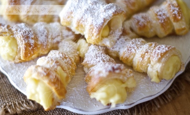 Canutillos de de hojaldre rellenos de crema, video receta