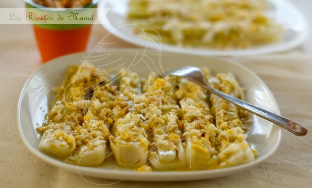 Ensalada de puerros con vinagreta de avellanas