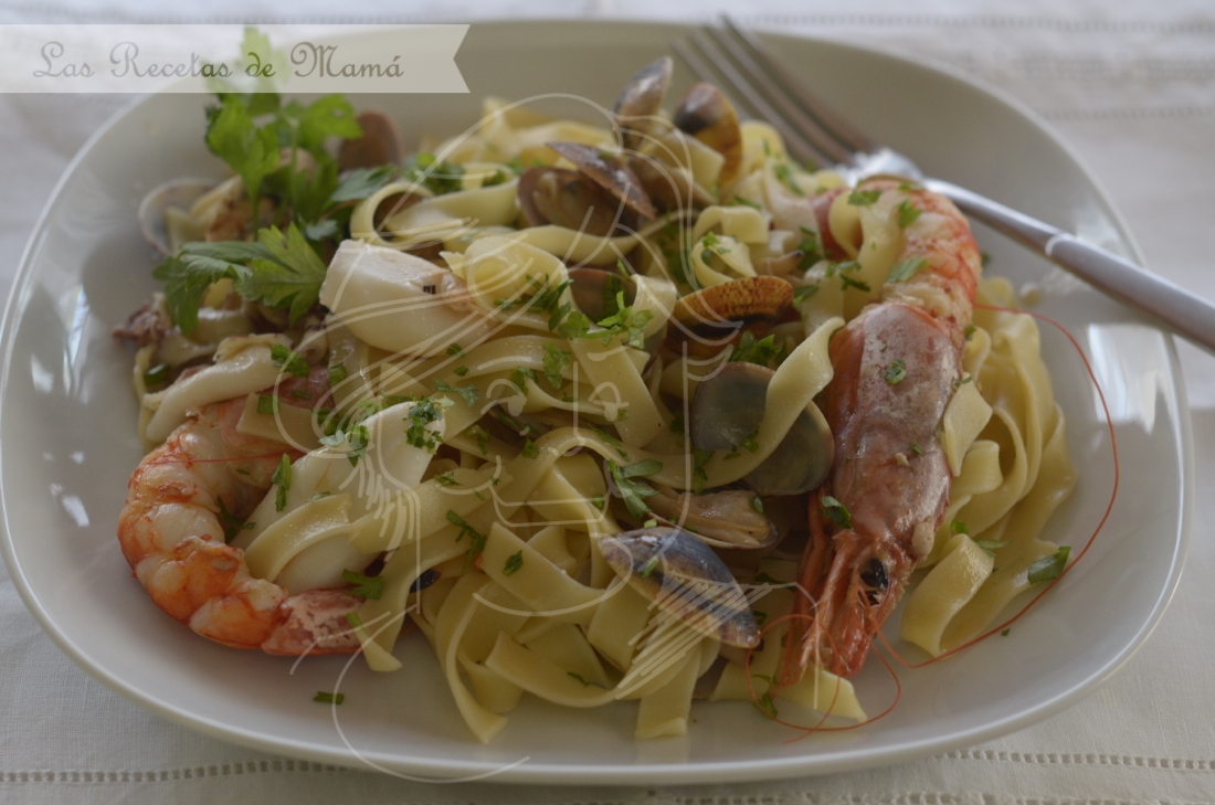 Tagliatelle frutti di mare. Receta. | Las Recetas de Mamá