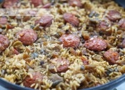 Arroz basmati con verdura y chorizo.