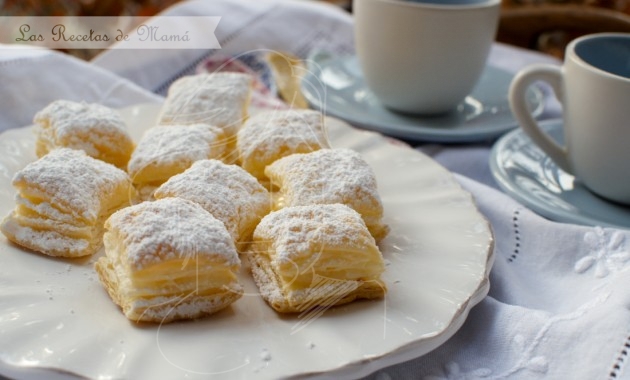 Hojaldres rellenos de crema, «Miguelitos». Video receta
