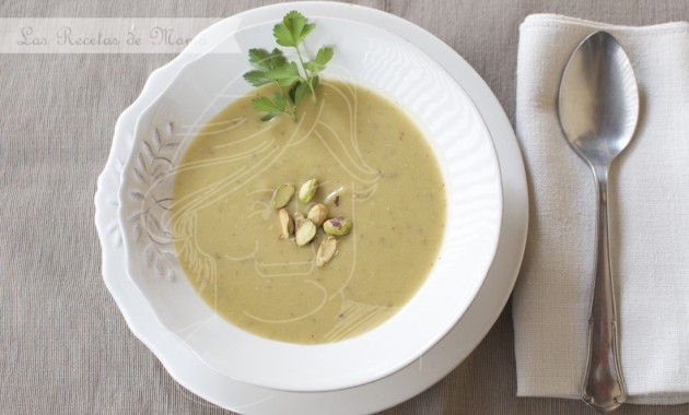 Crema de puerros y pistachos. Video receta