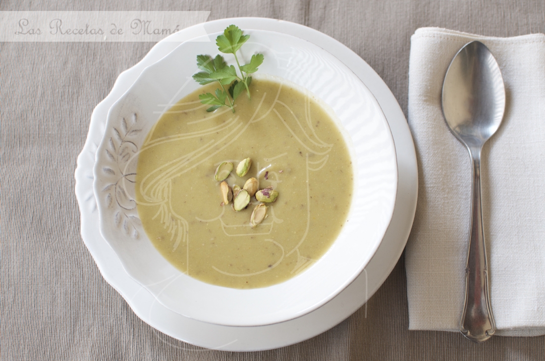 Crema de puerros y pistachos. Video receta