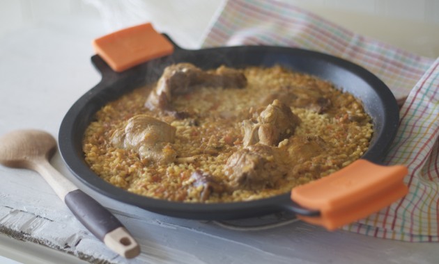 Arroz con conejo, paso a paso.