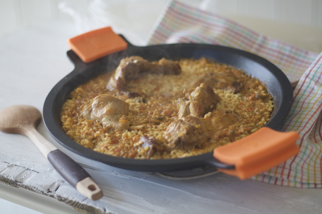 Arroz con conejo, paso a paso.