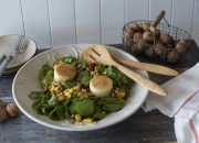 Ensalada templada con quesitos de cabra. Video receta